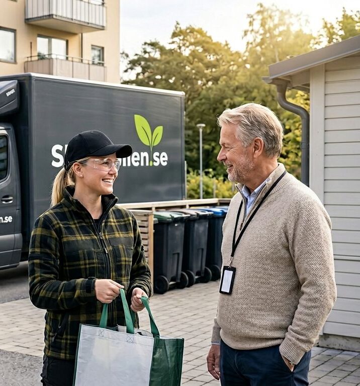 Medarbetare från Skräpbilen erbjuder trygg och personlig service